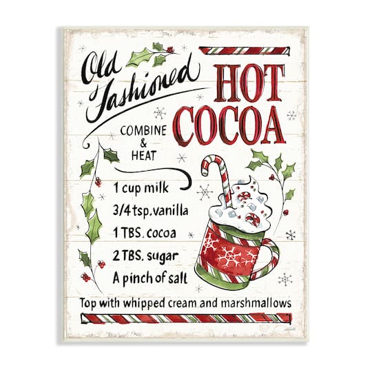 Stupell Industries 19" Old Fashioned Hot Cocoa Recipe Wall Plaque